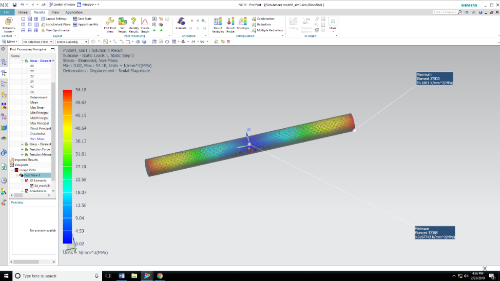 Deformation contour plot from NX Nastran