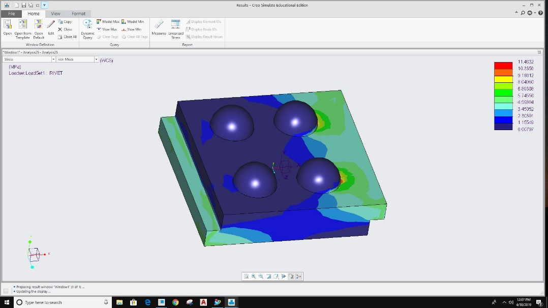 ANSYS stress and deformation result under applied loading